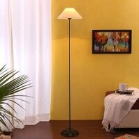 Tyrion Black Cotton Shade Floor Lamp