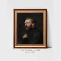 Artistry Black Brown Vincent Van Gogh Self Portrait Canvas Wall Prints Set of 1 Multicolor Matte