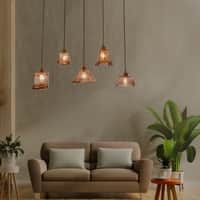 Larmes 5 Light Gold Glass and Metal Chandelier