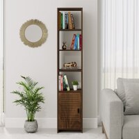 BLUEWUD Barnia Engineered Wood Bookshelf Cabinet Book Rack Organizer with Shelves & Bottom Door for Storage D�cor Display Cabinet Floor Standing for Living Room Home Library (Brown Maple)