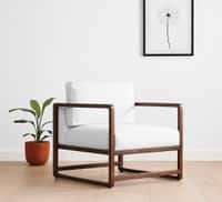 Aura PU Leather Arm Chair in Off White
