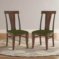 Fabio Dining Chair Set Of 2 In Colour Olive Green And Finish Danish Walnut