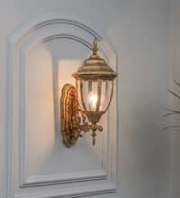 GRIVALE Antique Gold Decorative Aluminium Outdoor Wall Lamp