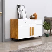 Hexa Red Multipurpose Storage Cabinet With 2 Drawer 2 Door in Giant Wood And Frosty White Colour