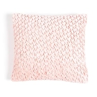 Smocking Cotton Blend Cushion Cover In Baby Pink