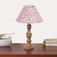 Devansh Multicolor Cotton Table Lamp With  Wood Natural Base (10X18 Inches)-40