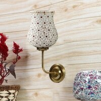 Devansh Metal Electric Wall Light in Gold Colour with Multicolor Shade Count of 1 Light