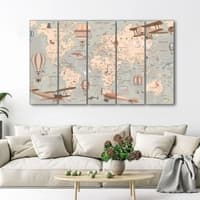 The Castle Decor World Map Wall Art Set of 5 27x48 Inch (Style 2)