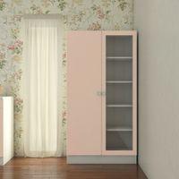Celestia Double Door Bookshelf cum Crockery Cabinet with Toughened Glass in Sandy Beige Colour
