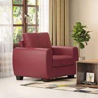 Luna 1 Seater Leatherette Sofa in Burgundy Colour