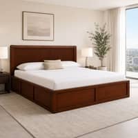 Nivaan Solid Wood Comfort Queen Bed Box Storage Provincial Teak Finish Mattress 60 x 78 Inches