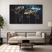 The Castle Decor World Map Wall Art Set of 5 Design 3 27x48 Inch