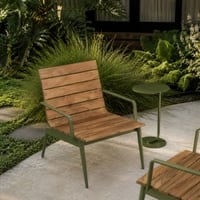 Chalet Teak Wood Lounge Chair in Olive Green Colour