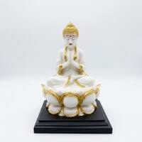 Devotional Sacred Serenity Buddha Statue in White Colour