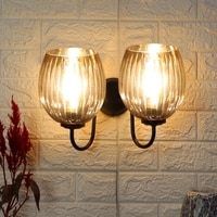 Devansh Metal Electric Wall Light in black Colour with Lavender Shade Count of 2 Lights