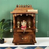 D'Dass Honey Finish Solid Sheesham Wooden Temple For Pooja
