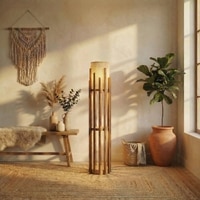 Bastian Beige Jute Floor Lamp with Beige Jute Base