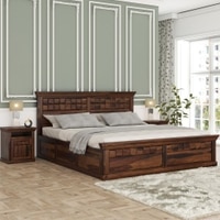 Prashiv Solid Wood Queen  Size Bed With Box Storage (Provincial Teak Finish)