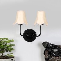 Devansh Dual Black Wallmounted Lamp With Cotton Off-White Shade