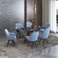 Aeris Ceramic 4 To 6 Seater Extendable Dining Table With Set of 2 Selene Dining Chair