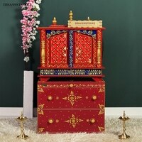 D'Dass Multi Color Mdf and Sheesham Wooden Temple With Cabinet For Pooja