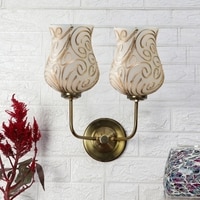 Devansh Metal Electric Wall Light in Gold Colour with Multicolor Shade Count of 2 Lights