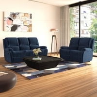 Lebowski Fabric Two Seater Manual Recliner in Cobalt Fabric Colour