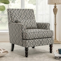 Lark Printed Infinity Grid Fabric Lounge Chair in Green Colour