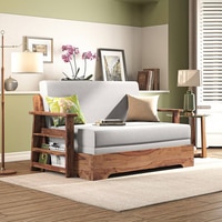 Mahim Compact 3 Seater Sofa cum Bed in Vapour Gery Colour With Storage