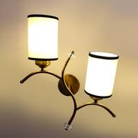 Devansh Metal Electric Wall Light in Gold Colour with White & Black Shade Count of 2 Lights
