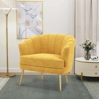 Carl Solid Wood Accent Chair in Yellow Colour