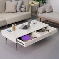 Hexa Engineered Wood Coffee Table With 2 Drawers In Frosty White