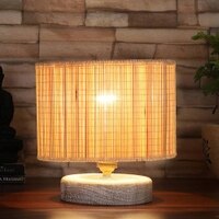 Eliana off-white cotton table lamp with White Brushed wood base