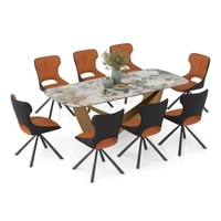 Paloma 8 Seater Spanish Ceramic Dining Table with Tulip Dining Chair