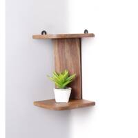 Solid Wood Corner Wall Shelf in Natural Finish