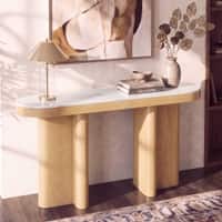 Vela Solid Wood and Banswara Console Table In White ash Finish