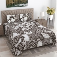 Wren Multicolor Abstract 400 TC Cotton Flat Super King Size Bedsheet with 2 Pillow Covers – Threads