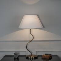 Lysandra Zigzag Antique Brass Table Lamp with White Cotton Shade