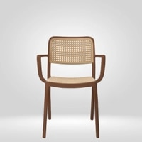 Kepler Brooks Zen Cafeteria Dining Chair With Arms in Brown Colour