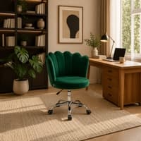 Doe Buck Preglo Green Velvet Upholstered Swivel Office Chair