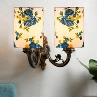 Devansh Metal Electric Wall Light in Antique Gold Colour with Multi Shade Count of 2 Lights
