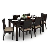 Arabia Xl Storage- Oribi 6 Seater Dining Table Set (Colour- Wheat Brown , Finish- Mahogany)
