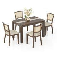 Atlas Crest Storage Solid Wood 4 Seater Dining Table With Reed Dining Chairs