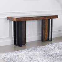 Fomo Solid Sheesham Wood Cansole Table In Grey Finish