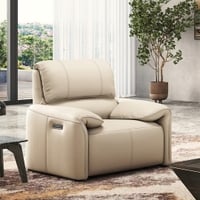 Leeroy One Seater Leather Recliner Sofa in Oyster White Colour