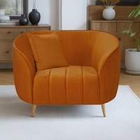 Nero Velvet 1 Seater Sofa in Orange Colour