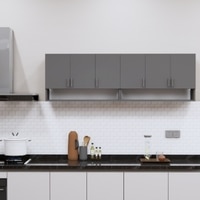 6 Doors Modular Wall Mounted Kitchen Cabinet With Organizer Shelf In Slate Grey Finish