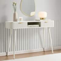 Selin Solid Mango Wood Storage Dressing Table Warm White