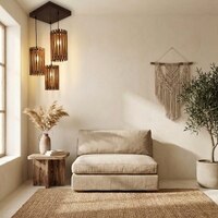 Hexa Brown Solid Wood Cluster Hanging Light