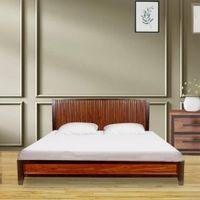 Ronnie Solid Wood Non Storage Bed In Dark Provincial Teak Finish